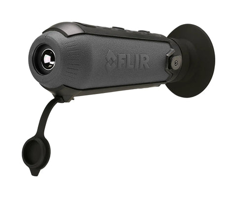 Compact Infrared Thermal Monocular For Night Wildlife Viewing And Outdoor Adventures With 90 Meter Heat Detection Lightweight One Hand Use Great For Hunting Camping And Night Safety Gear, showing side view with lens cover open.