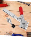 Two Pack Welding Toggle Clamps For Jig Fixtures, Quick Release Fixed Location Clamps, Durable Iron Construction shown on wood