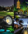 Outdoor Landscape LED Lighting 5W Waterproof Garden Lights COB LED Spotlights With Spiked Stand and warm glow on lawn