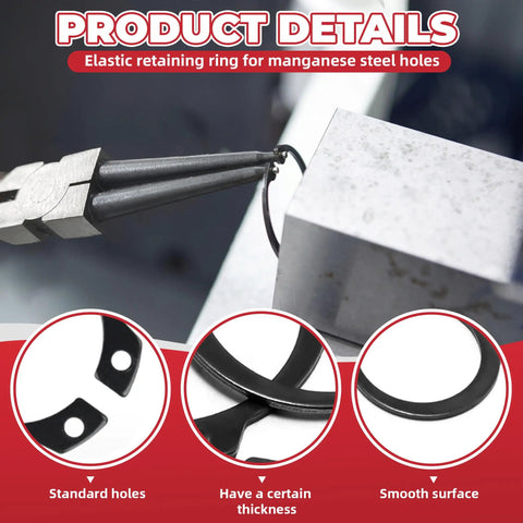 Heavy Duty Snap Ring Kit With 225 Quality Circlips Covering M3 To M25 Sizes Built From Tough Black Alloy Steel for precise shaft retention.