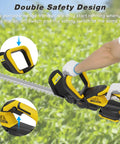 Cordless Hedge Trimmer With 20V Battery, 22 Inch Dual Action Blade, 0.6 Inch Cutting Capacity, 1600 RPM, Safety Lock feature