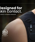 Close-up of black Hydration Running Vest With 8 Pockets And 17 Oz Flask For Men And Women Reflective Lightweight Neoprene Pack.