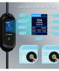 LED display features of Portable 3.5KW Type 2 Evse Charging Cable With Type 1 Sae J1772 Connector 13A Electric Vehicle Charger.