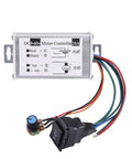 Beefy 1200W PWM DC Motor Speed Controller For Brush Motors 9V To 60V, 20A Regulator with wires, switch, and knob on white background