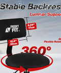 Heavy Duty Shop Stool With Backrest For Garage And Workshop, Adjustable Height, 360 Degree Swivel, Black Padded Seat