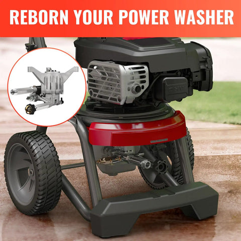 Front Inlet And Outlet Pressure Washer Pump Replacement Up To 2500 PSI 2.2 GPM SRMW22G26 EZ Compatible shown on power washer