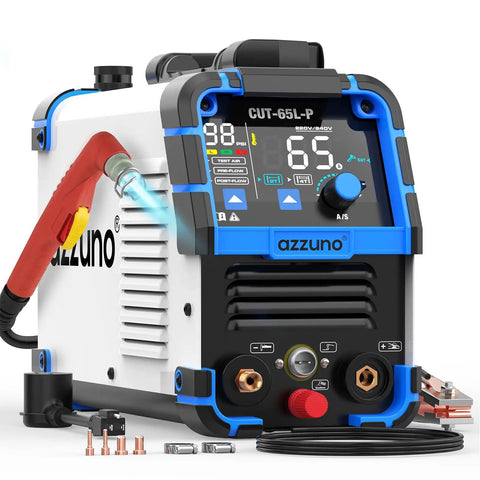 65 Amp Plasma Cutter With Non-Touch Pilot Arc, Dual Voltage 110/220V Inverter, Large LED Display, IGBT Tech, Air Sensor