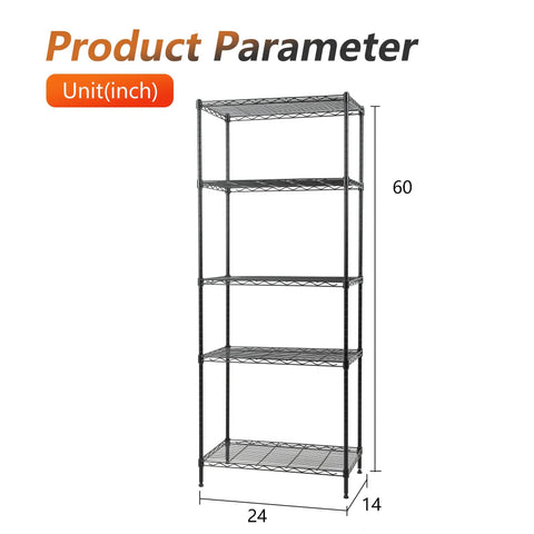 Five Tier Heavy Duty Wire Shelving Unit With Adjustable Metal Storage Rack For Garage And Pantry NSF Certified Slick Build Built To Handle 500 Pounds No Fuss Setup Makes Home Organization A Breeze In Black