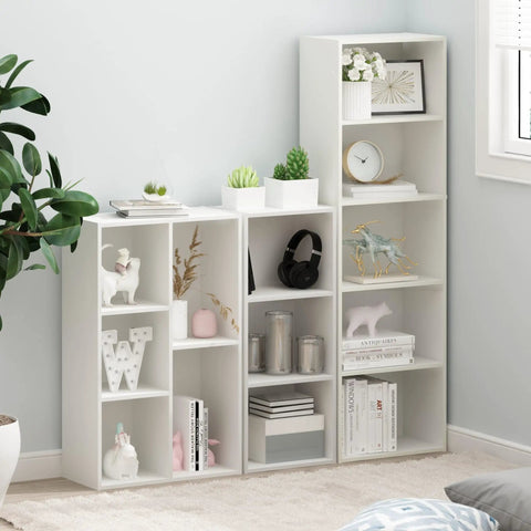 Sleek 3 Cube Bookshelf In White With No Fuss Setup For Living Room Bedroom Or Home Office featuring stylish open shelving and decor.