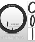 Image showing 18-Inch bike tire with AV 32mm Schrader valve for 18 Inch Bike Tire And Tube Replacement Set With Two 18x1.95 Tires And Two Inner Tubes For 18x1.75 To 2.125 Inches With AV 32mm Schrader Valve For Mountain And Off Road Biking.
