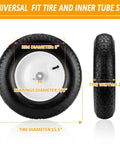 4.80 4.00 8 Inch Wheelbarrow Tire Replacement Set With Inner Tube Included Heavy Duty Beefed Up Tire And Wheel Kit diagram