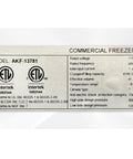 Model specifications of Heavy Duty Commercial Freezer Two Door Upright Reach In Stainless Steel NSF Certified 47 Cubic Feet.