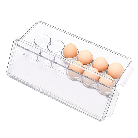 Clear Fridge Egg Organizer For 12 Eggs Stackable Holder Keeps Your Refrigerator Neat See Through Egg Container For Easy Kitchen Storage And Quick Inventory Grab N Go