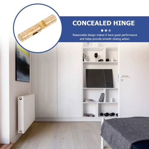 Copper Barrel Hinges For Jewelry Boxes 20 Piece Golden Color Hidden Invisible Hinges, smooth closing action in room setting.