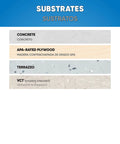 1 Gallon Carpet Adhesive With Solvent Free Acrylic Latex For High Initial Strength And Top Notch Performance In Carpet Installations Image Showing Concrete, APA-Rated Plywood, Terrazzo, VCT Substrates.