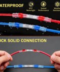 Grab Awesome 100 Pcs Solder Seal Heat Shrink Butt Wire Connectors Kit With Premium Tin For Epic Conductivity And Solid Sealing That Keeps Your Wires Safe From Oxidation And Water Damage Every Time You Hit The Road Or Fix Stuff Around The House Today. Waterproof solder seal wire connectors in red and blue