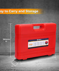 Red case for Three Quarter Inch Drive Deep Impact Socket Set, 13 Piece Metric Through 41mm, 6 Point Design, built to last.