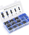 Grab this Totally Awesome 60 Piece Quick Release Pneumatic Push To Connect Fittings Kit Perfect For Auto Shop Fix Ups And Woodworking Jobs With Oval Release Design And Secure Fit For Various Size Pipes From Small To Big. 60-piece plastic pneumatic push fittings kit in case, 4mm-12mm