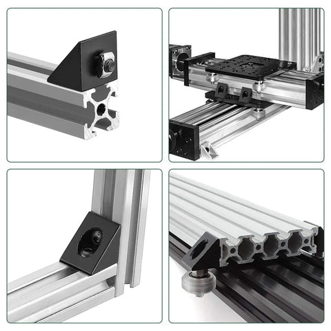 10 Pack Triangle Corner Brackets For 6mm Slot Aluminum Extrusion Black Dope Angle Connectors For 2020 Series 3D Printer Accessories Sturdy Zinc Alloy Rust Resistant Frame Hardware, corner mount