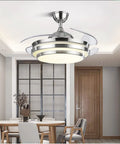 Dope 42 Inch Modern Ceiling Light With Remote Control And Retractable Blades in a dining room setting