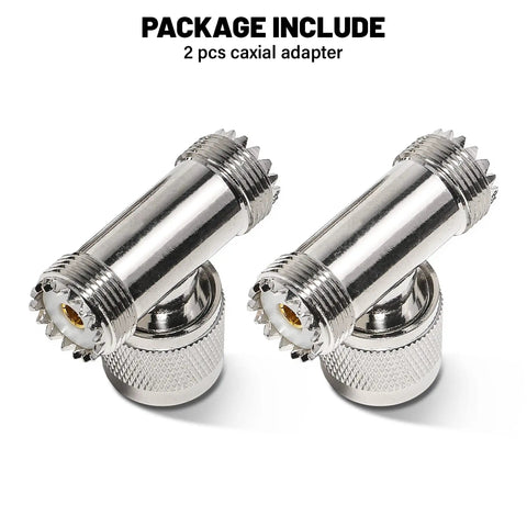 Pair of UHF Male To Dual UHF Female 3 Way Pro Grade Splitter Coax Adapter PL259 To SO239, T Shape Coax Cable Connector