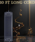 Heavy Duty Surge Protector Power Strip With 18 Wide Spaced Outlets And 4 USB Ports Two USB A And Two USB C With PD 20W, 4800 Joules, 10 Ft Cord, Mountable Flat Plug, Ideal For Office Home Industrial And Commercial Use Black, showing 10 ft long cord