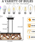 Open Cage Farmhouse Ceiling Light Fixture With 5 Light Dining Room Chandelier dimensions and bulb types shown