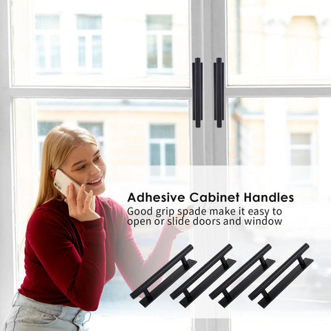 Self Adhesive Cabinet Handles Eight Pack ABS Plastic Drawer Pulls Stick On Cabinet Door Handles For Wardrobe And Furniture