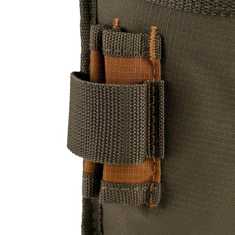 Fastener Tool Pouch With FlapFit Series 2 Exterior Long Handled Tool Loop Brown Green Heavy Duty Worksite Organizer detail