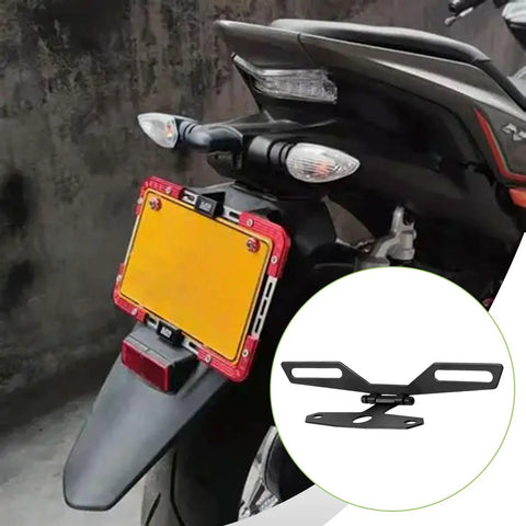 Ride Ready Foldable Aluminum Plate Holder For Motorcycle With Rear Light Bracket Universal Mount