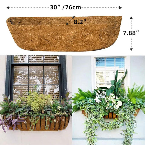 Three Pack 30 Inch Coco Liners For Planters Pre Formed Coir Liners Fit Window Boxes Fence Baskets And Garden Pots Durable Coconut Fiber