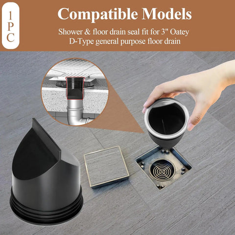 3 Inch Rubber Shower And Floor Drain Seal With One Way Check Valve, showing installation in D-Type floor drain