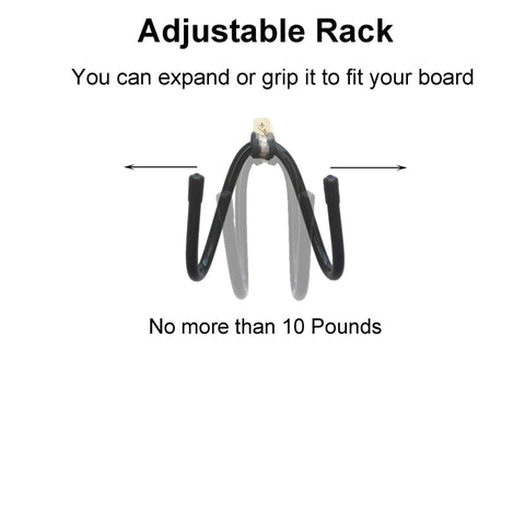 Flexible Skateboard Wall Mount Hanger Rack Set 2 Pack W Style Adjustable Holders for boards up to 10 lbs installation guide
