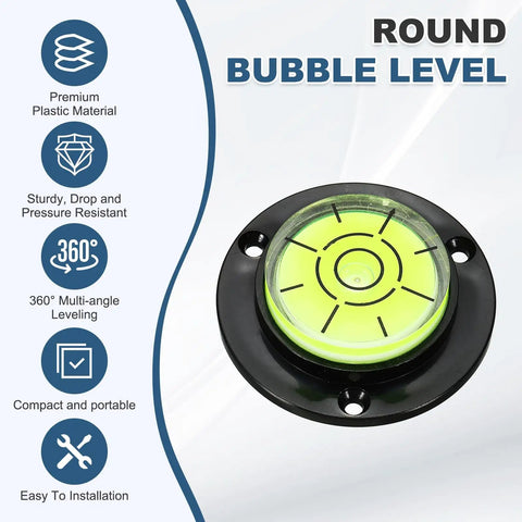 Nexarelle 6pcs Round Bubble Level D:48.9mm, H: 12mm Black Green displaying a round level bubble with clear markings.