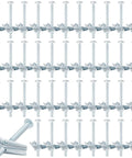 200 Piece Toggle Bolt Kit With Wing Nuts For Drywall One Quarter Inch By Three Inch Heavy Duty Wall Anchors Includes Toggle Bolts And Butterfly Nuts For Home Projects And Small Renovations. Galvanized steel toggle bolts laid out on white