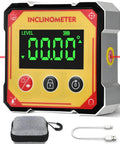 Digital Angle Finder With Laser And Heavy Duty Magnets Cube Inclinometer For Table Saw And Woodworking Measuring Pro Grade Level Box With Auto Flip Display Waterproof And Dustproof Four Sided Magnet System Zero At Any Angle, front view with carry case