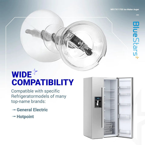 Ultra Durable Ice Maker Auger Replacement For GE Hotpoint Refrigerators fits WR17X11705 auger compatible with refrigerator brands.