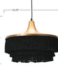 Metal Fringe Pendant Light With Three Tiers For Dining Or Kitchen, Mid Century Modern Glam Hanging Ceiling Fixture with tassel fringe