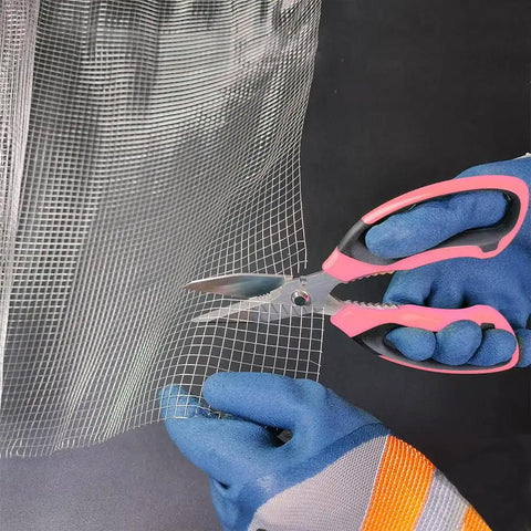 Heavy Duty 8 Inch Multipurpose Scissors With Protective Cover, Stainless Steel Serrated Blades For Cardboard, Leather, Fabric, Wires And More, Cuts Through Materials Like A Boss With Precision Ground Edge, cutting mesh