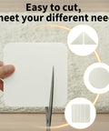 Low Profile Rug Tape For Hardwood Floors 12 Pack Reusable Non Slip Rug Pad Being Cut to Size for Easy Installation