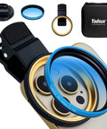 52mm Clip-On CPL Polarizing Filter For All Smartphones Universal Fit Eliminate Glare And Boost Clarity On iPhone Samsung Pixel Android HD Optical Glass Lens Filter Kit For Epic Outdoor Mobile Photography with filter, clip, and case shown.