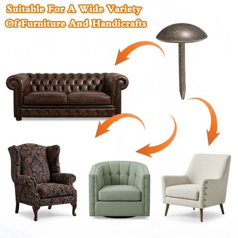 Solid Vintage Upholstery Tacks Set With One Hundred Antique Brass Decorative Hardware Nails with variety of upholstered chairs.