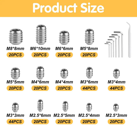 Rock Solid 360 Piece Stainless Steel Hex Socket Allen Head Grub Screws Corrosion Resistant Fastener Kit For Heavy Duty Door Handles And Weekend Projects With Zero Sweat Assembly