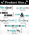 Product size chart for Eight Styles Motivational Wall Decals Set With Inspirational Quotes You Got This Believe In Yourself 