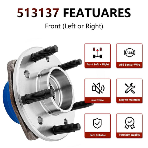 Front Wheel Hub Bearing Assembly Fits Chevy Malibu 1997 To 2005 Classic, Oldsmobile Alero 1999 To 2004, Pontiac Grand Am 1999 To 2005 Replacement
