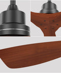 Close-up of 52-Inch Wood Blade Ceiling Fan With No Light Reversible DC Motor Modern Farmhouse Style With Remote showing motor and blade