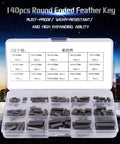 Round Ended Feather Keys Set 140 Piece For Keyways And Fasteners In Mechanical And Industrial Projects with 8mm to 30mm sizes