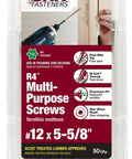 Heavy Duty Multi Purpose Framing Screws Size 12 Or Size 14 X 5 5/8 Inches 50 Piece Pack in storage box for wood framing use.