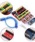 CNC Engraving Controller Board Kit With Nano 3.0 And A4988 Driver For DIY 3D Printer, including USB cable and components