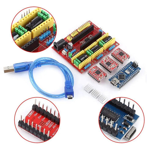 CNC Engraving Controller Board Kit With Nano 3.0 And A4988 Driver For DIY 3D Printer, including USB cable and components